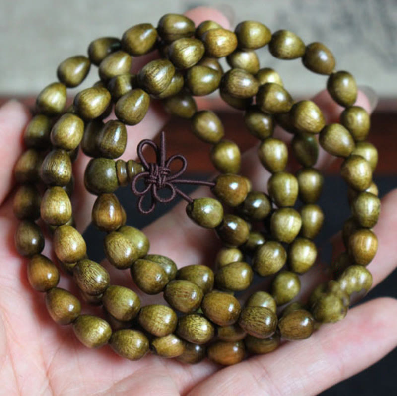 108 Mala Teardrop Beads Natural Phoebe Zhennan Wood Protection Bracelet