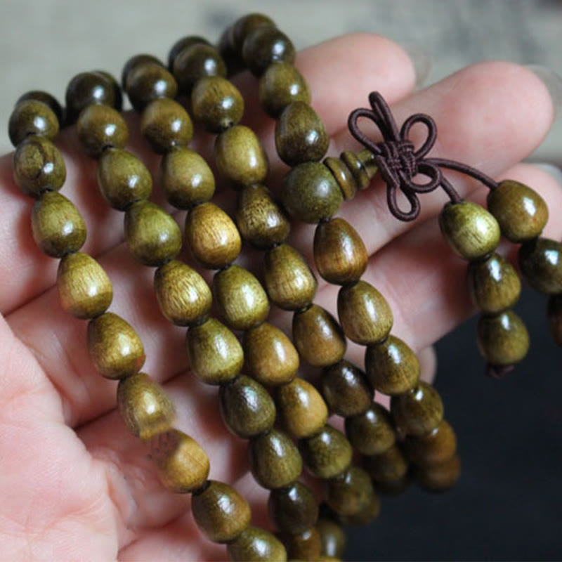 108 Mala Teardrop Beads Natural Phoebe Zhennan Wood Protection Bracelet