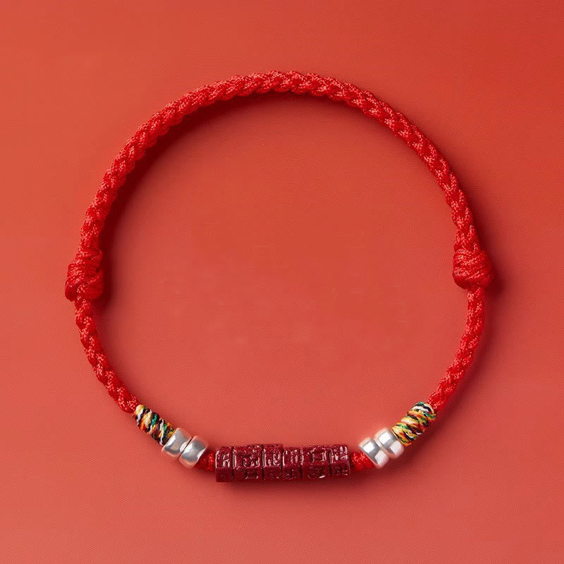 925 Sterling Silver Om Mani Padme Hum Cinnabar Blessing Child Adult Bracelet