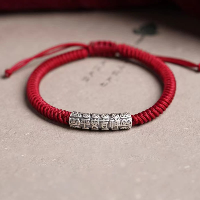 Handmade 999 Sterling Silver Peace and Good Fortune Om Mani Padme Hum Luck Rope Bracelet