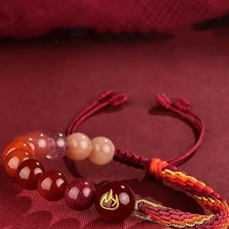 Five Elements Various Crystal Agate Wealth Reincarnation Knot Braid Bracelet