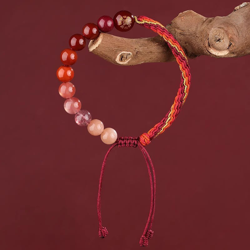 Five Elements Various Crystal Agate Wealth Reincarnation Knot Braid Bracelet