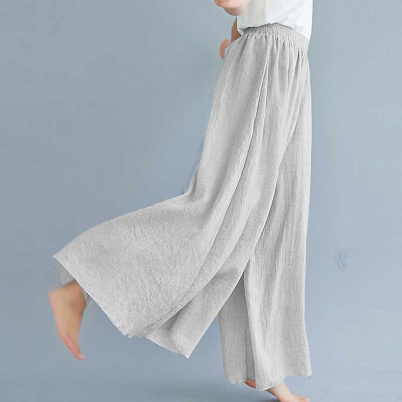 Women Casual Loose Cotton Linen Wide Leg Pants For Yoga Dance