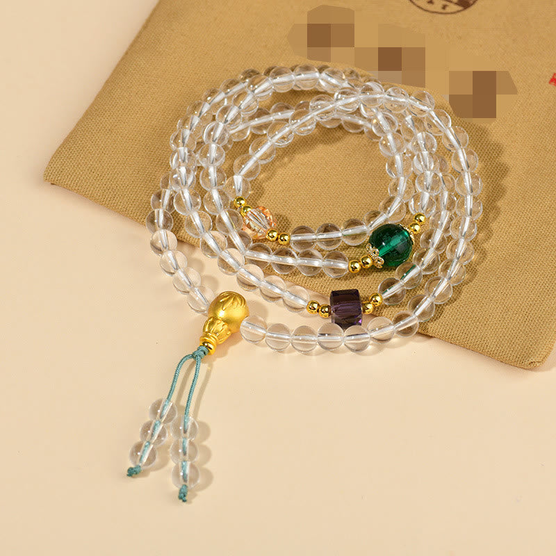 108 Mala Beads White Crystal Clarity Bracelet