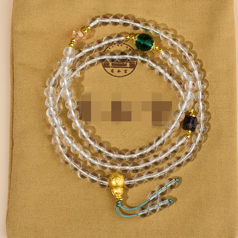 108 Mala Beads White Crystal Clarity Bracelet