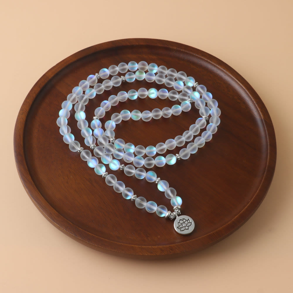108 Mala Beads Glitter Stone Lotus Enlightenment Bracelet
