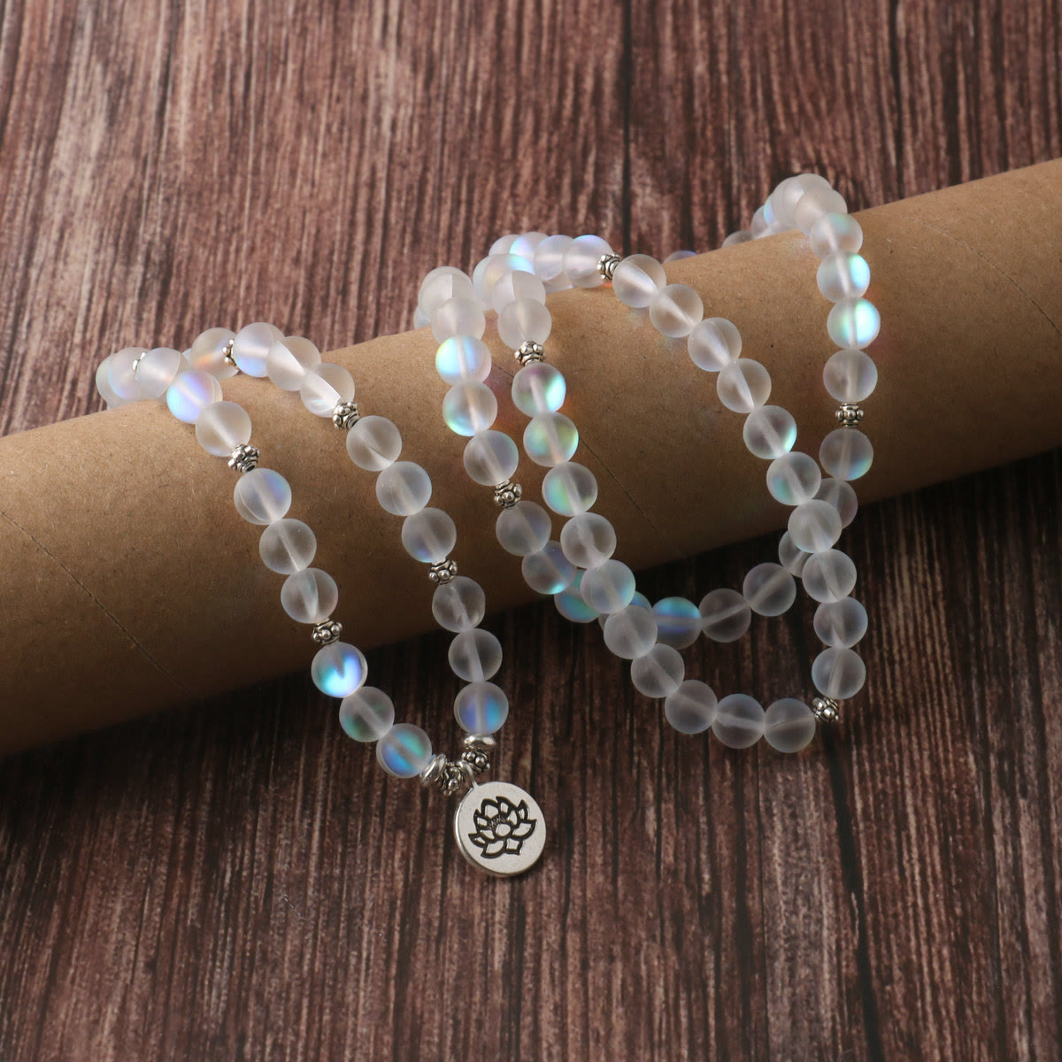 108 Mala Beads Glitter Stone Lotus Enlightenment Bracelet