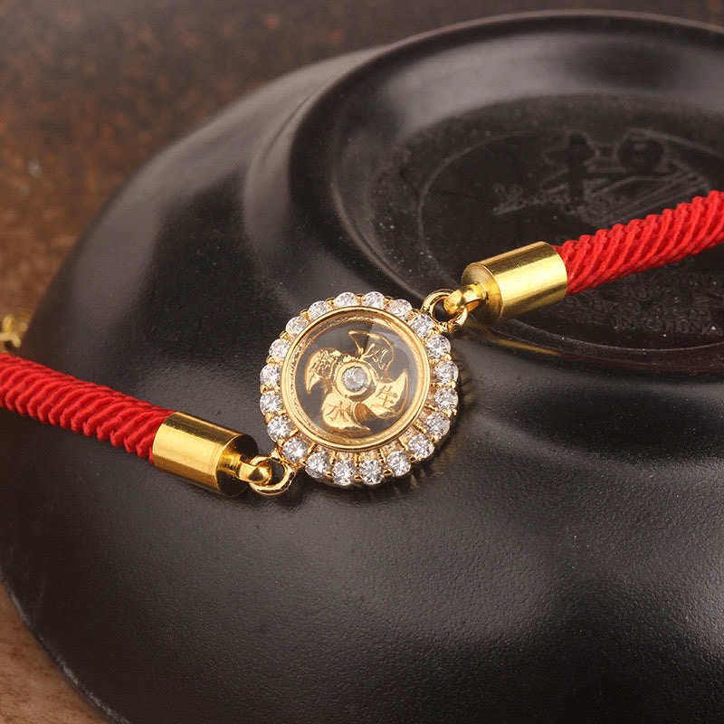 Red String Copper Brass Rotatable Windmill Feng Sheng Shui Qi Protection Braided Bracelet