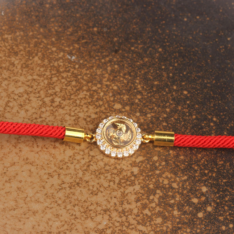 Red String Copper Brass Rotatable Windmill Feng Sheng Shui Qi Protection Braided Bracelet