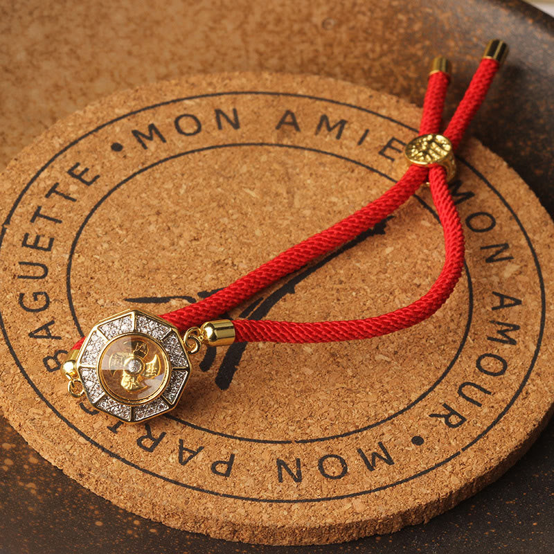Copper Brass Rotatable Windmill Feng Sheng Shui Qi Red String Faith Braided Bracelet