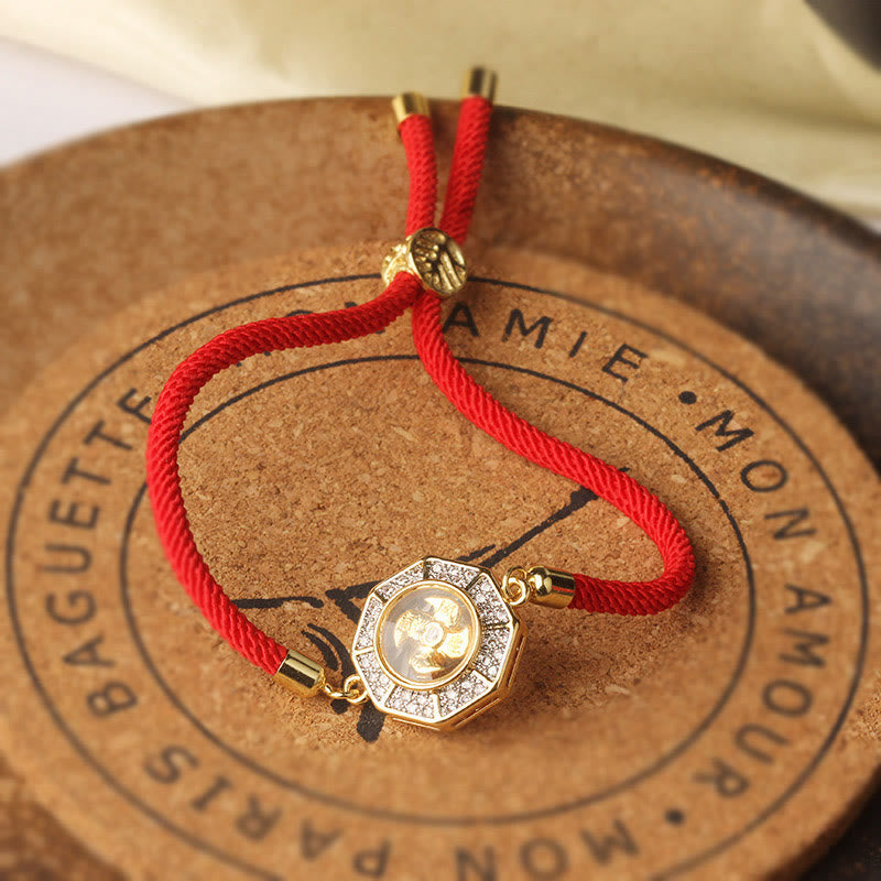 Copper Brass Rotatable Windmill Feng Sheng Shui Qi Red String Faith Braided Bracelet