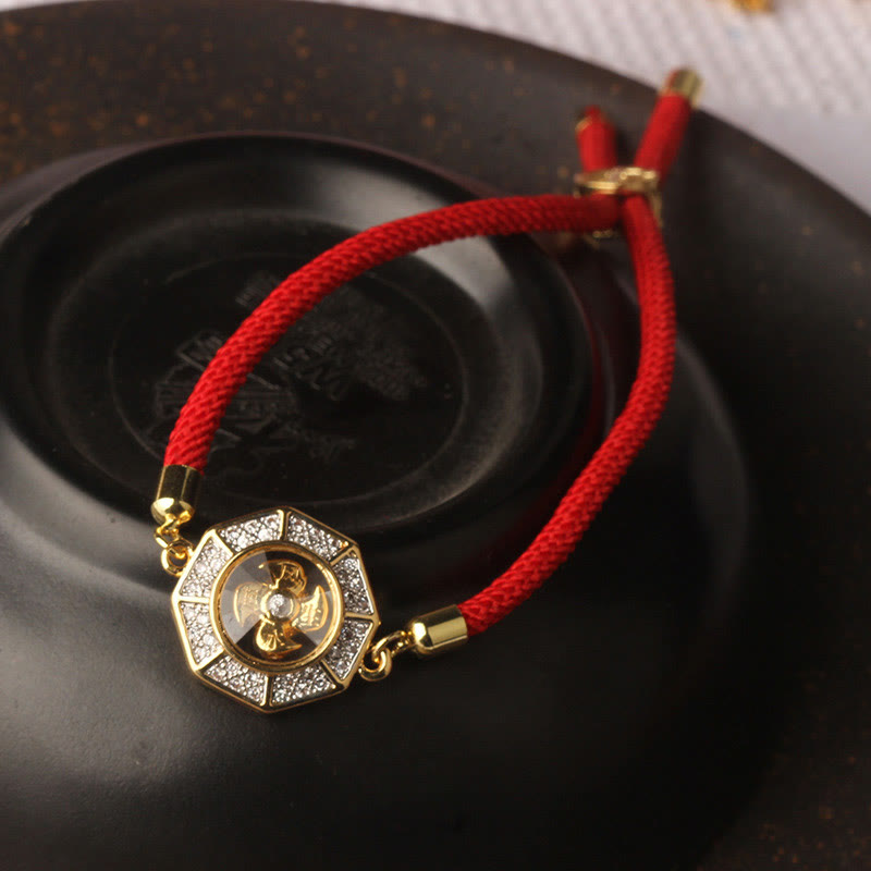 Copper Brass Rotatable Windmill Feng Sheng Shui Qi Red String Faith Braided Bracelet