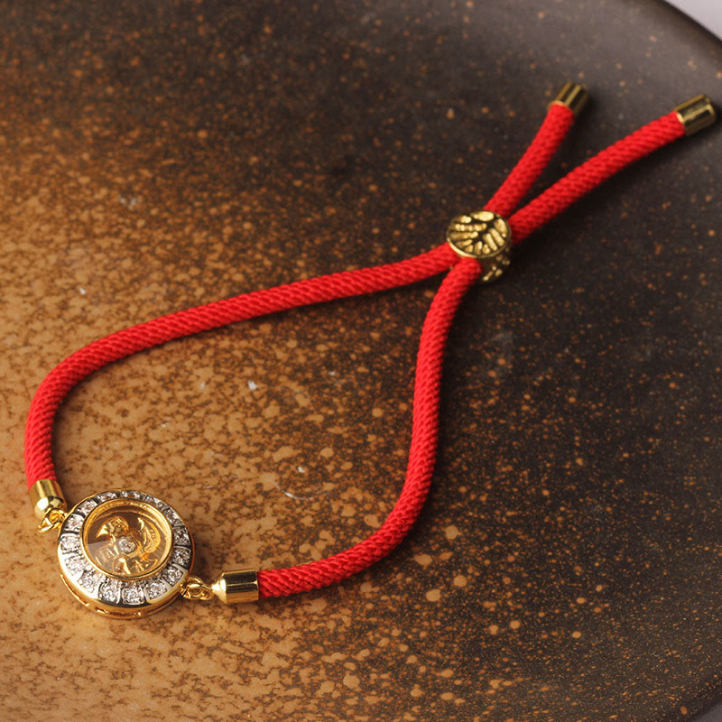 Copper Brass Feng Sheng Shui Qi Rotatable Windmill Red String Faith Braided Bracelet