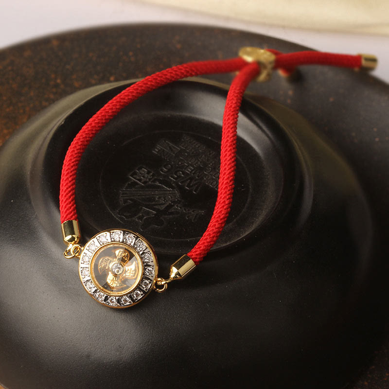 Copper Brass Feng Sheng Shui Qi Rotatable Windmill Red String Faith Braided Bracelet