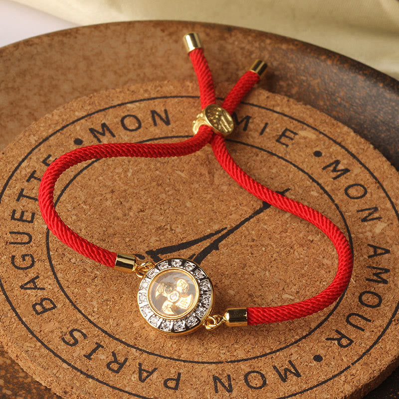 Copper Brass Feng Sheng Shui Qi Rotatable Windmill Red String Faith Braided Bracelet