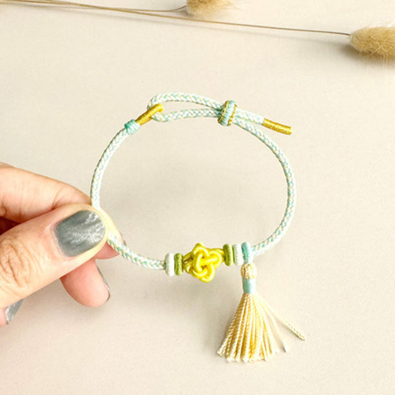 Colorful String Peach Blossom Knot Tassels Protection Bracelet