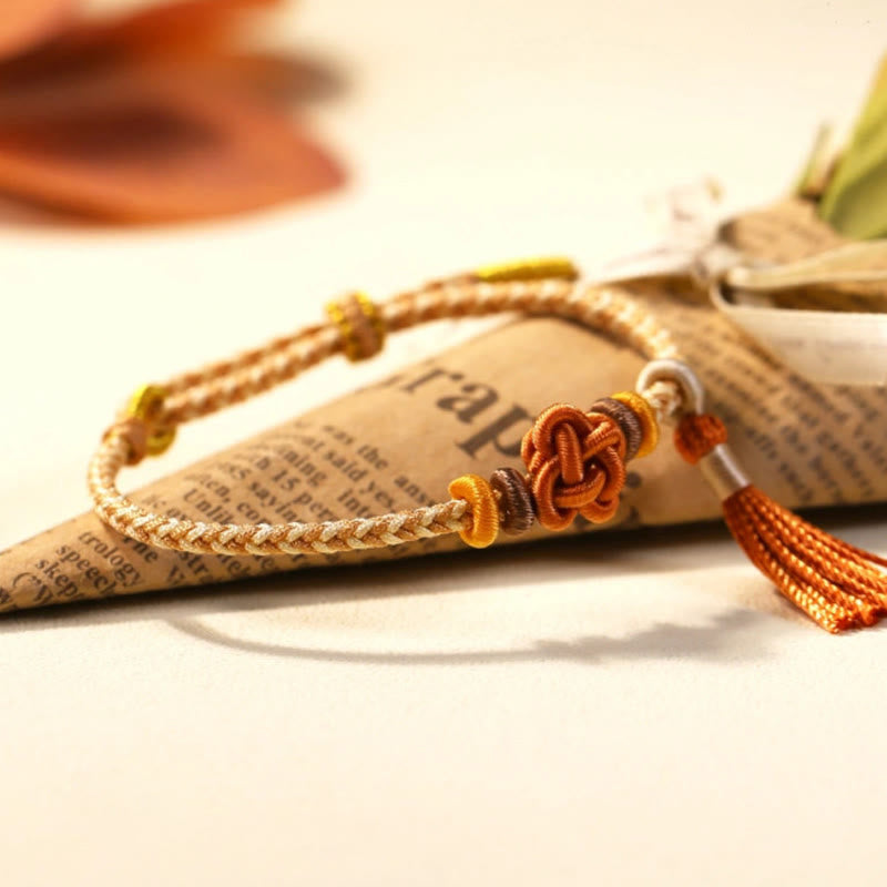 Colorful String Peach Blossom Knot Tassels Protection Bracelet