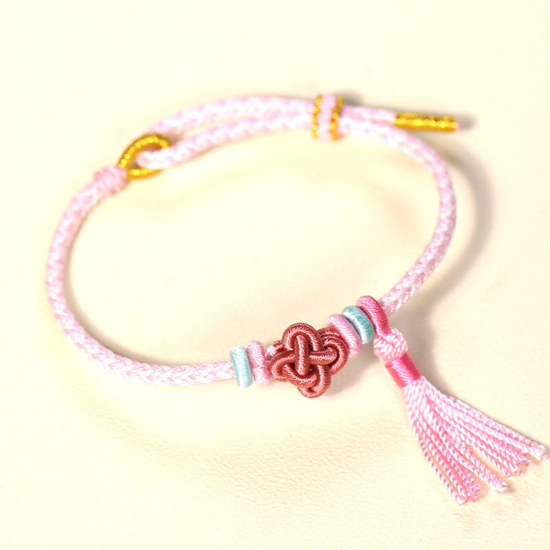 Colorful String Peach Blossom Knot Tassels Protection Bracelet