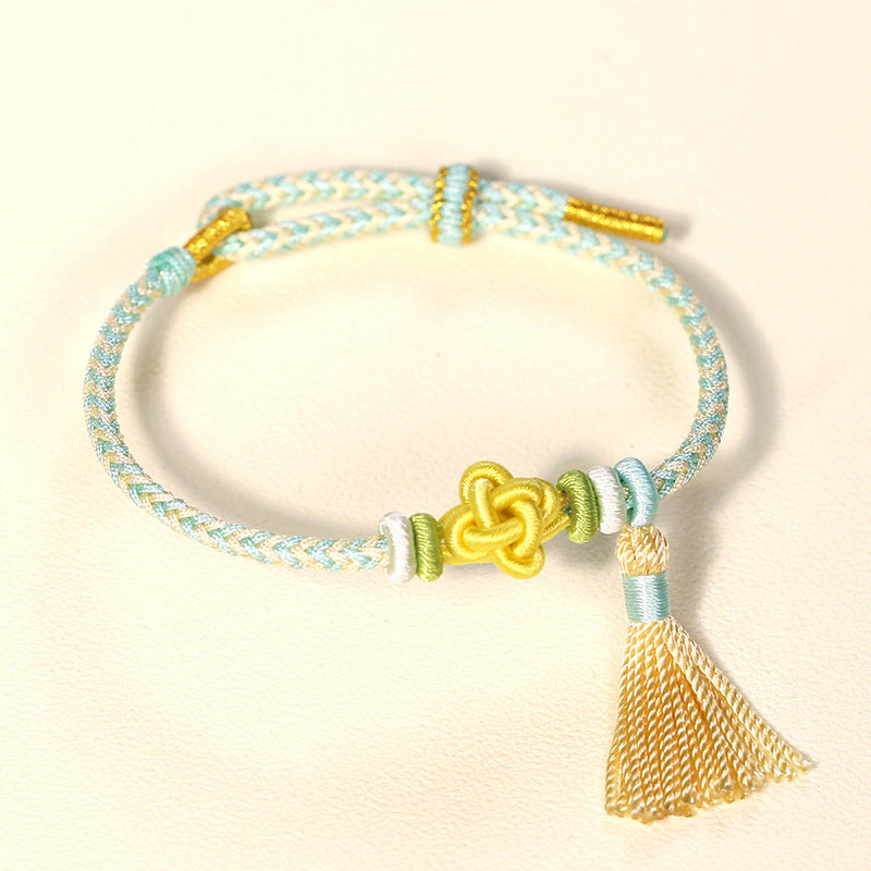 Colorful String Peach Blossom Knot Tassels Protection Bracelet