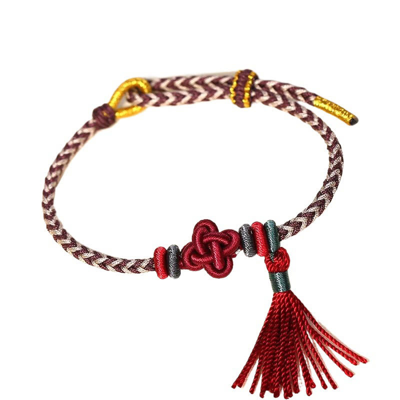 Colorful String Peach Blossom Knot Tassels Protection Bracelet