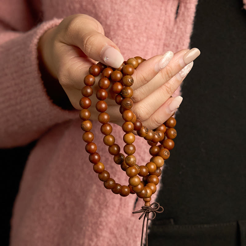 108 Mala Beads Lightning Struck Jujube Wood The Golden Light Mantra Protection Bracelet