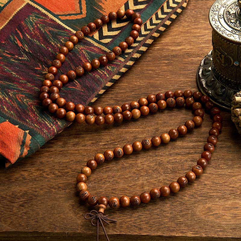 108 Mala Beads Lightning Struck Jujube Wood The Golden Light Mantra Protection Bracelet