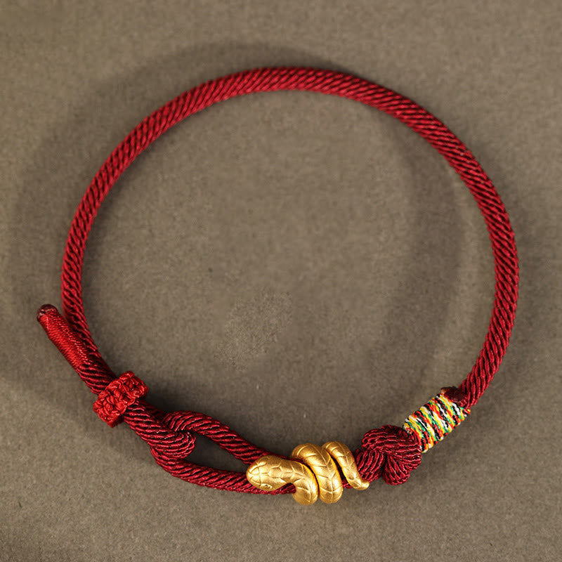 999 Gold Year of the Snake Design Handmade Luck Protection Rope Braided Bracelet