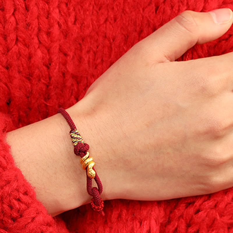999 Gold Year of the Snake Design Handmade Luck Protection Rope Braided Bracelet