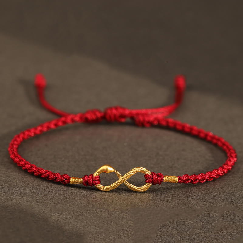 999 Gold Year of the Snake Eternal Endless Knot Infinity Handmade Luck Bracelet