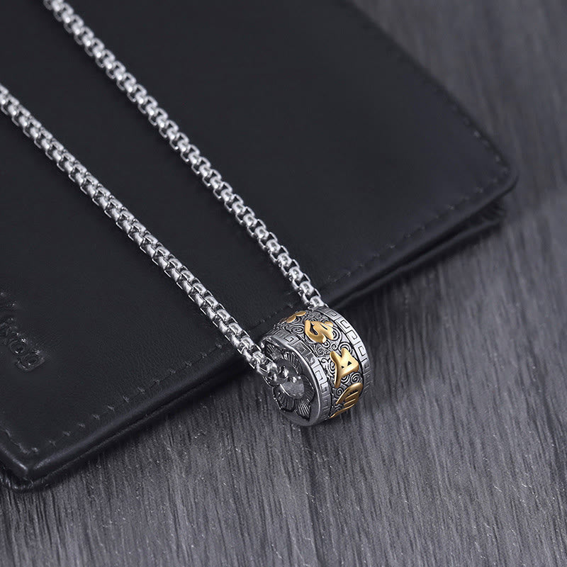 Tibetan Om Mani Padme Hum Titanium Steel Peace Necklace Pendant