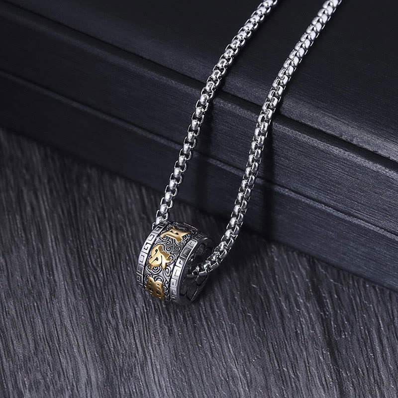Tibetan Om Mani Padme Hum Titanium Steel Peace Necklace Pendant