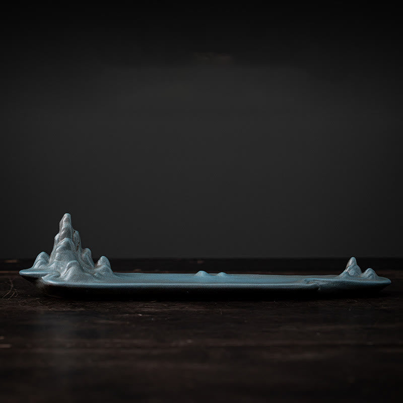 Mountains Boat Design Spiritual Ceramic Stick Incense Burner Decoration