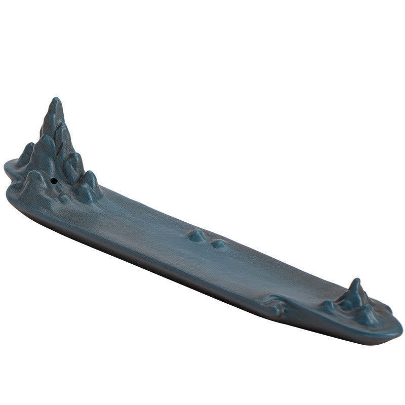 Mountains Boat Design Spiritual Ceramic Stick Incense Burner Decoration