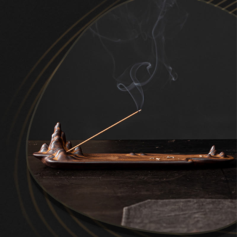 Mountains Boat Design Spiritual Ceramic Stick Incense Burner Decoration