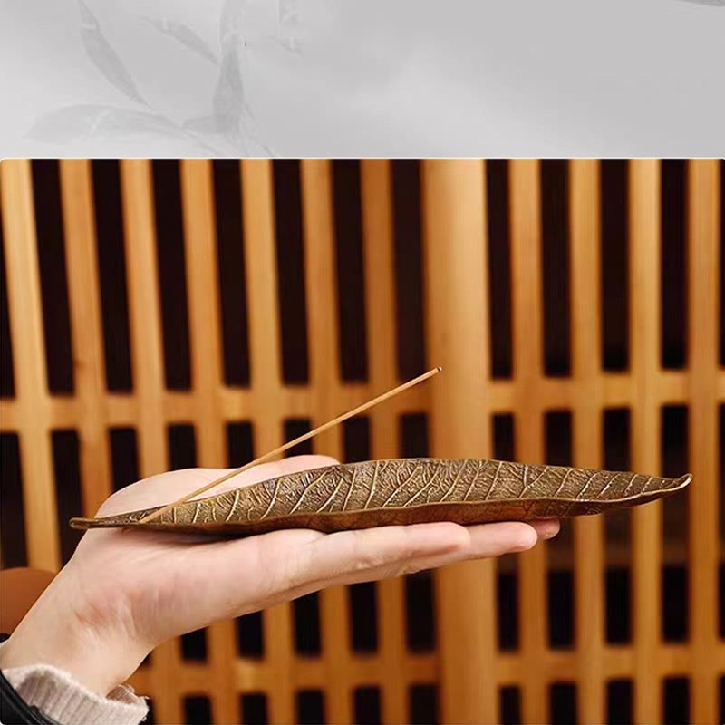 Alloy Oriental Leaf Incense Burner Decoration