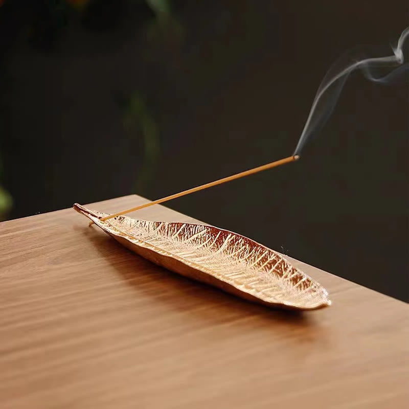 Alloy Oriental Leaf Incense Burner Decoration
