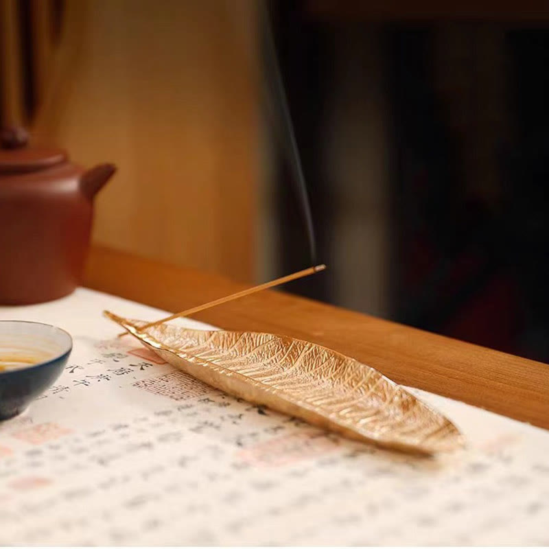 Alloy Oriental Leaf Incense Burner Decoration
