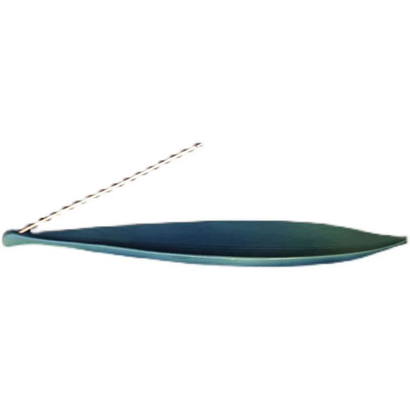 Willow Leaf Ceramic Stick Incense Burner Decoration