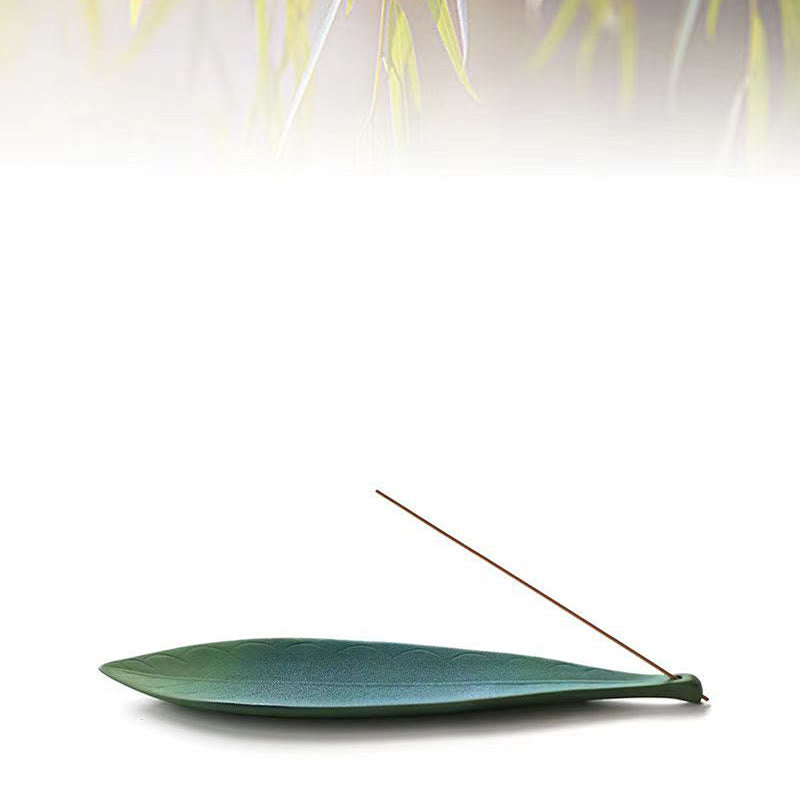 Willow Leaf Ceramic Stick Incense Burner Decoration