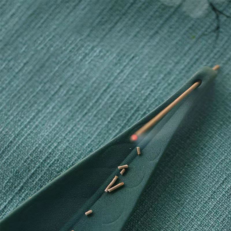 Willow Leaf Ceramic Stick Incense Burner Decoration