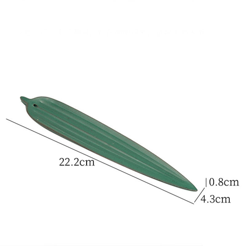 Green Bamboo Leaf Ceramic Incense Burner Decoration