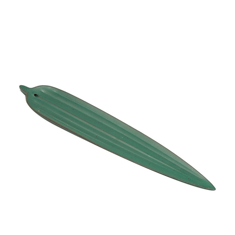 Green Bamboo Leaf Ceramic Incense Burner Decoration
