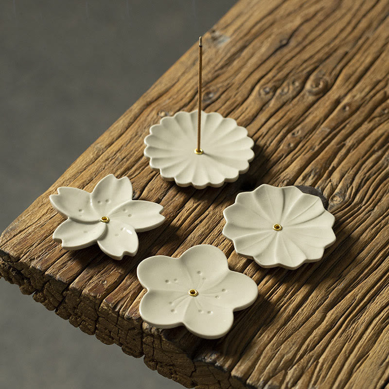 Lotus Cherry Blossom Plum Blossom Chrysanthemum Ceramic Incense Burner Decoration