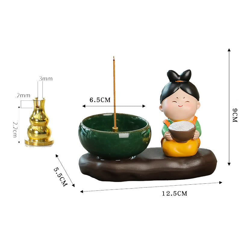 Tang Dynasty Lady Food Ceramic Incense Burner Desk Decoration