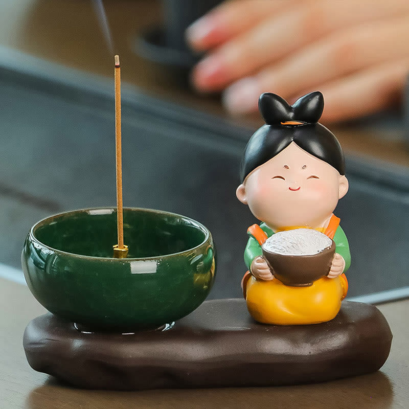 Tang Dynasty Lady Food Ceramic Incense Burner Desk Decoration