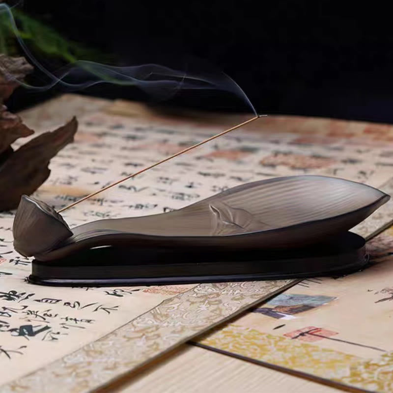 Lotus Pod Zen Brown Ceramic Stick Incense Burner Decoration