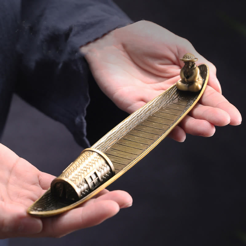 Fisherman Boat Alloy Incense Stick Holder Incense Burner Decoration