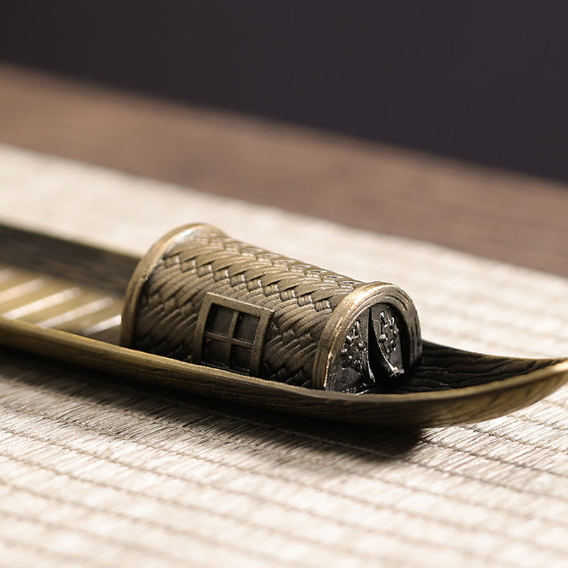 Fisherman Boat Alloy Incense Stick Holder Incense Burner Decoration