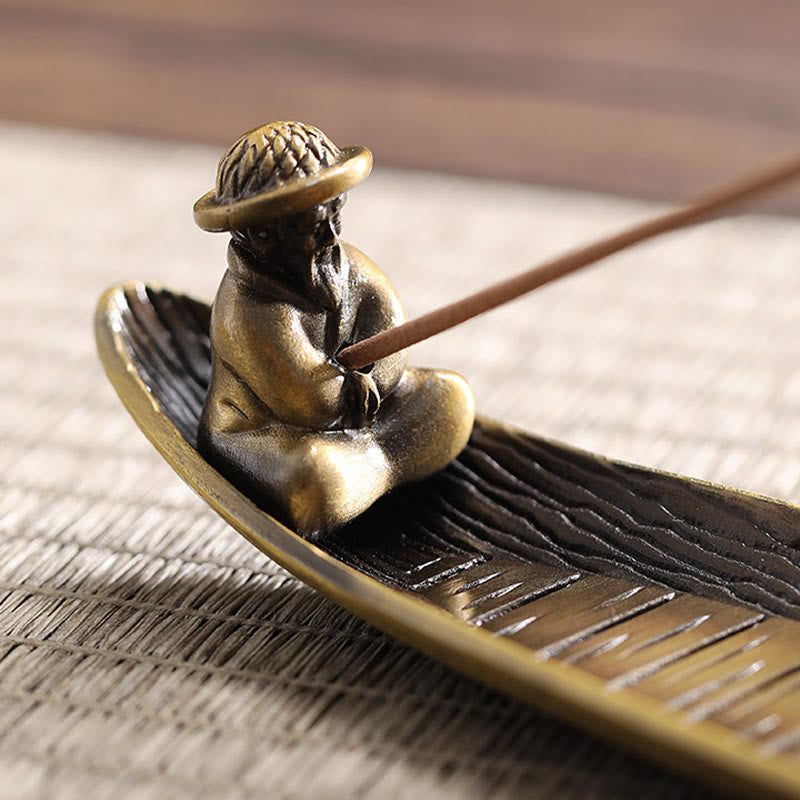 Fisherman Boat Alloy Incense Stick Holder Incense Burner Decoration