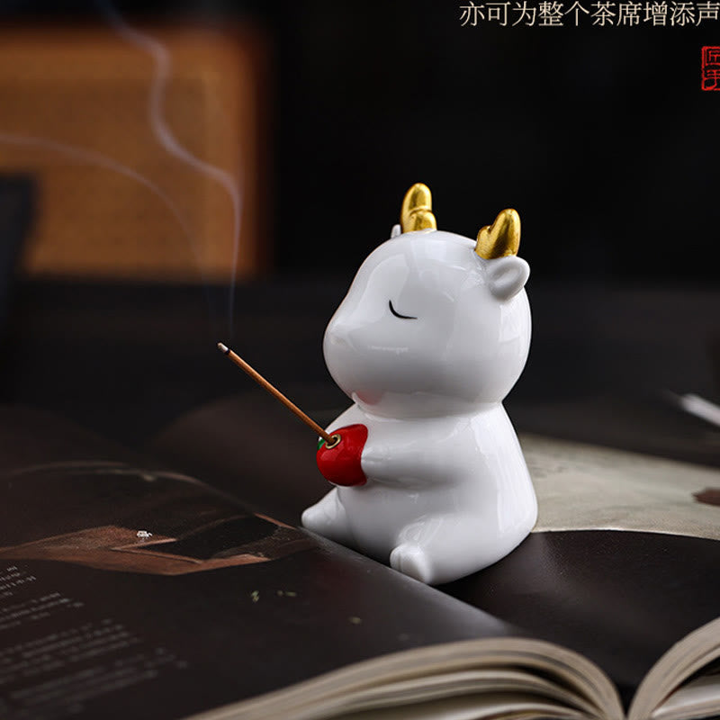 Cute Deer Holder Ceramic Incense Burner Desk Decoration